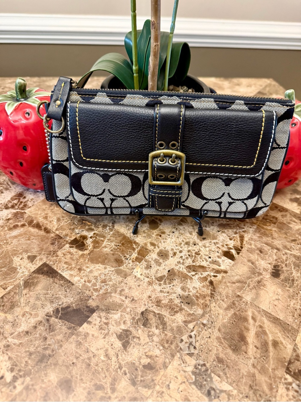 Coach Soho Signature Buckle Front Pocket Wristlet